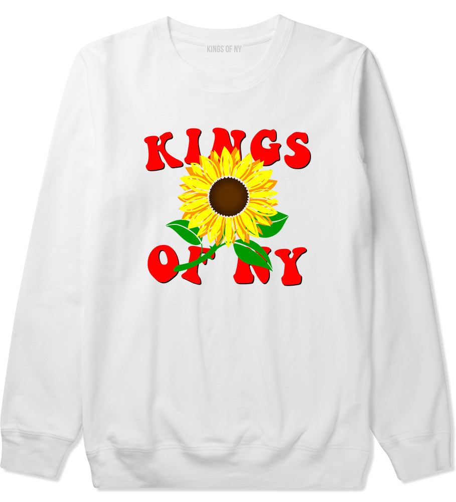 Sunflower Kings Of NY Mens Crewneck Sweatshirt White