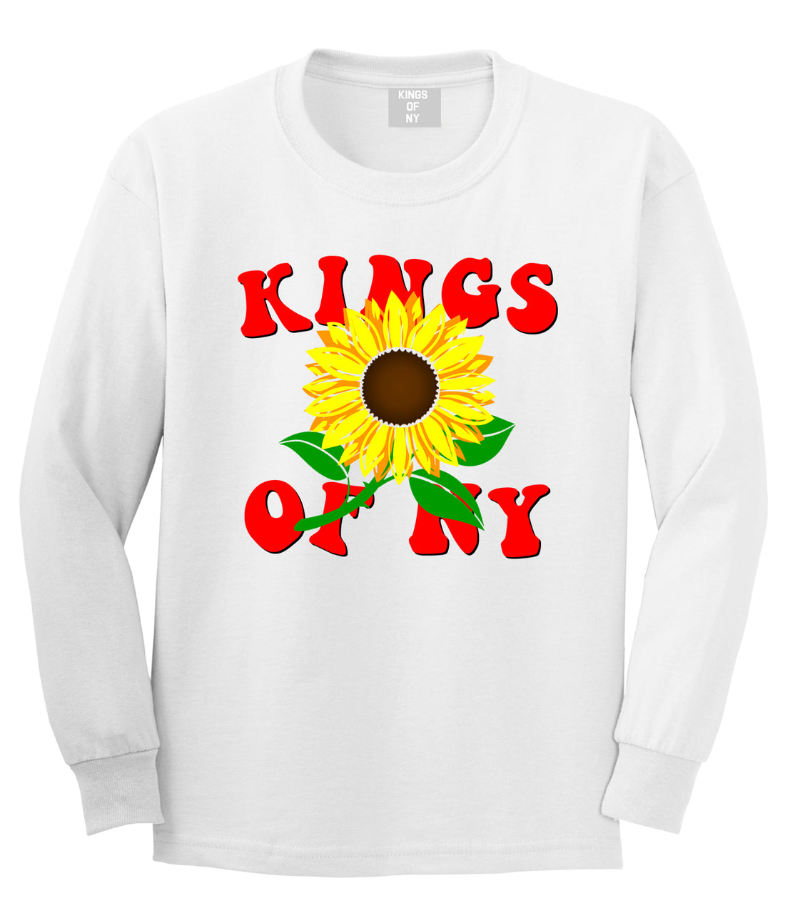 Sunflower Kings Of NY Mens Long Sleeve T-Shirt White