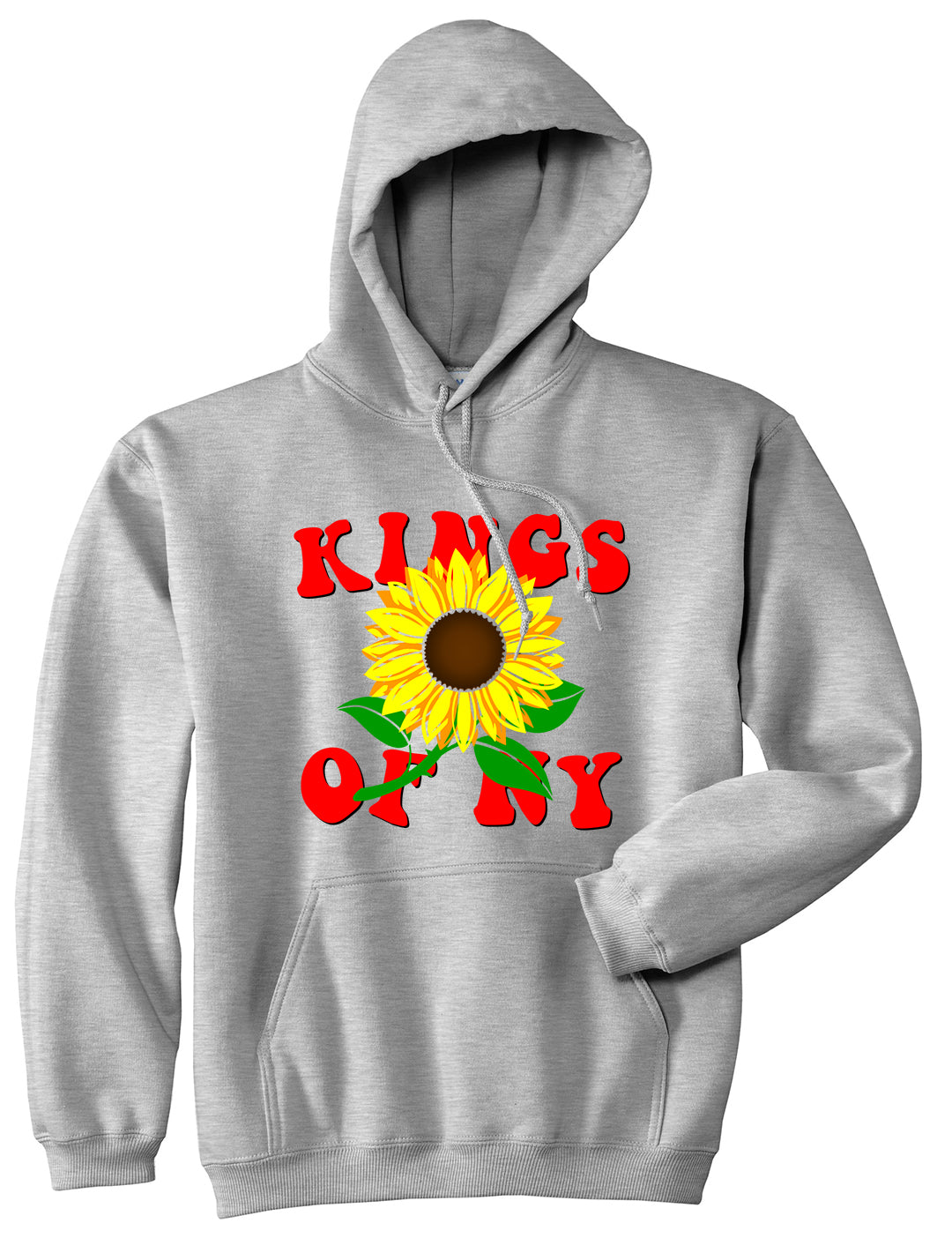 Sunflower Kings Of NY Mens Pullover Hoodie Grey