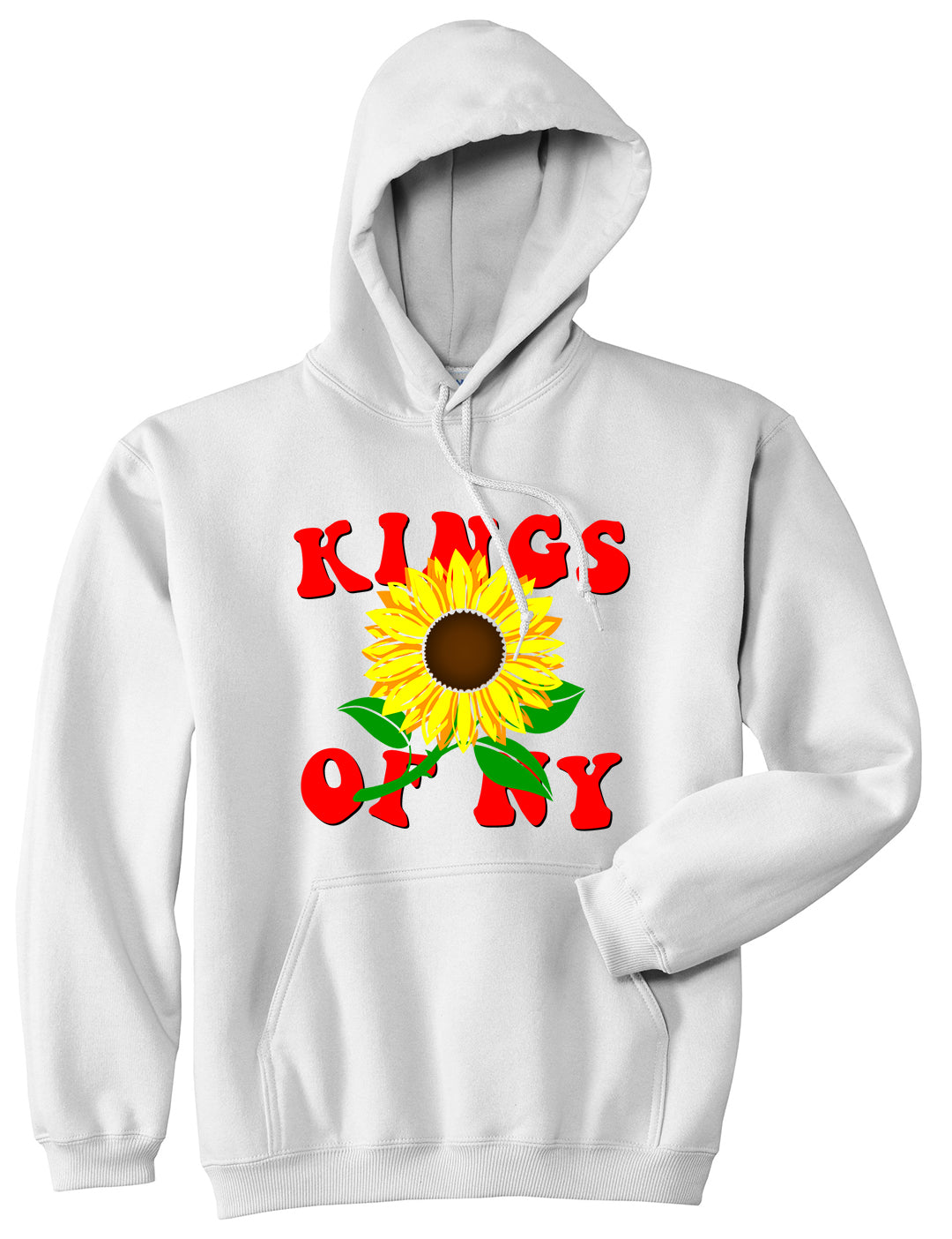 Sunflower Kings Of NY Mens Pullover Hoodie White