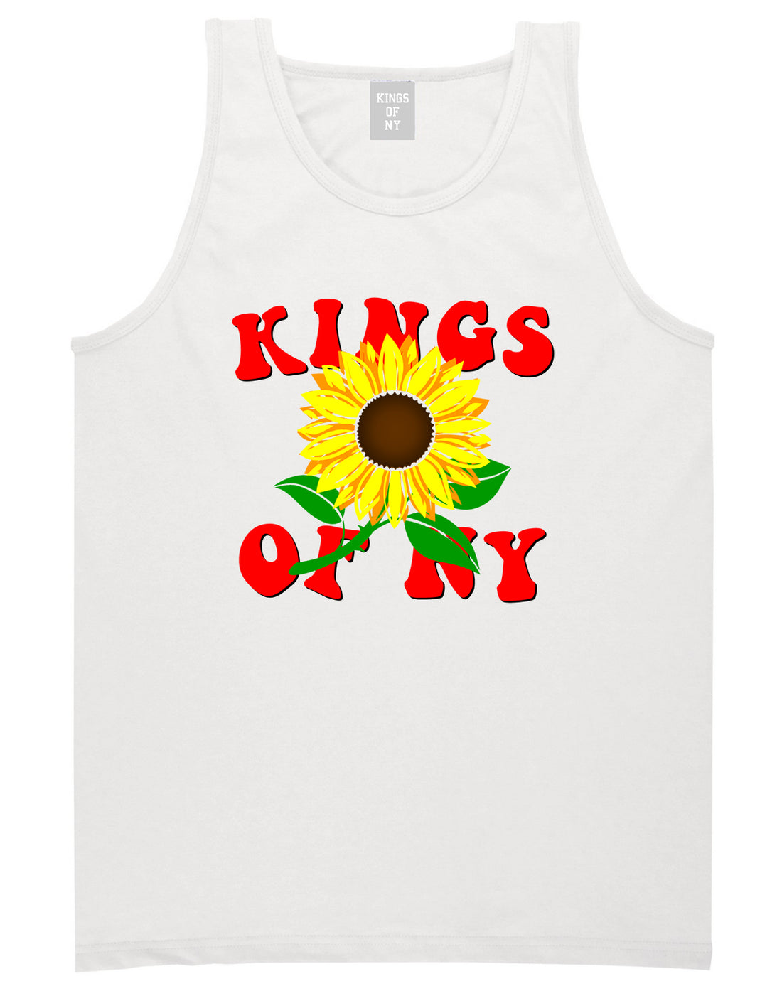 Sunflower Kings Of NY Mens Tank Top T-Shirt White