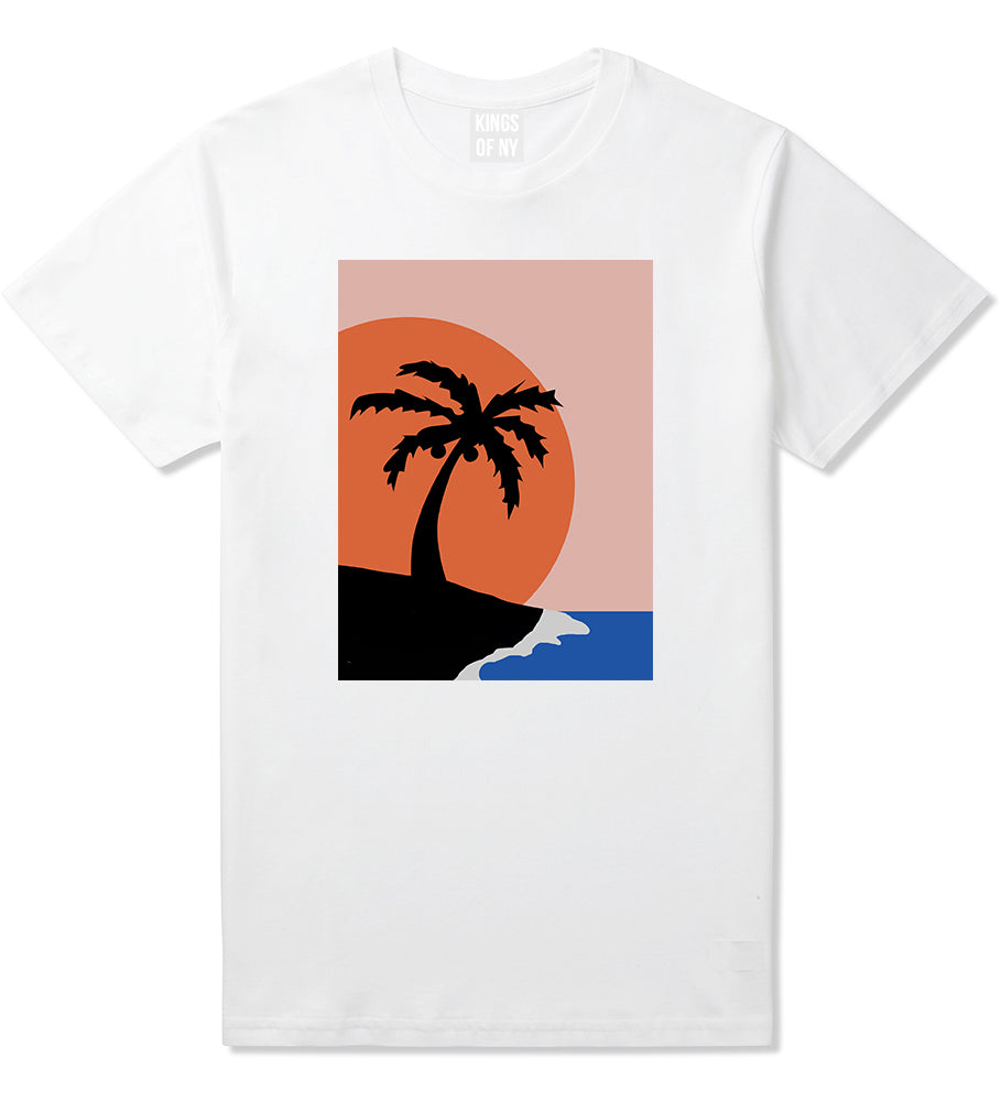 Sunset Palm Tree Vacation Mens T-Shirt White by Kings Of NY