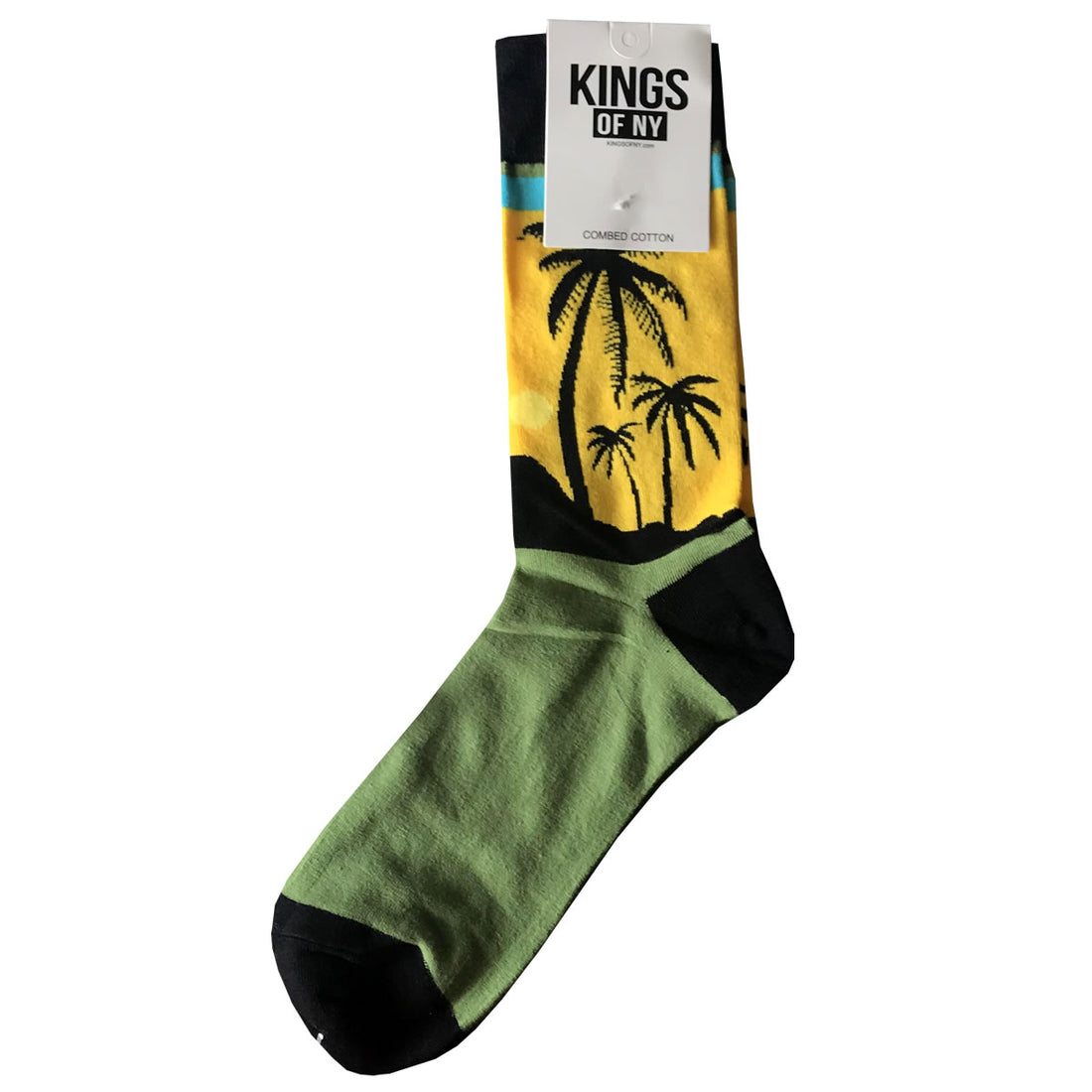 Green and Yellow Sunset Palm Trees Mens Socks