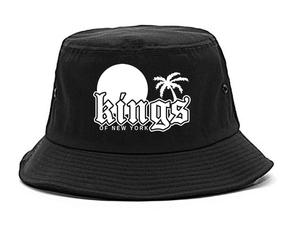 Sunsets And Palm Trees Mens Bucket Hat Black