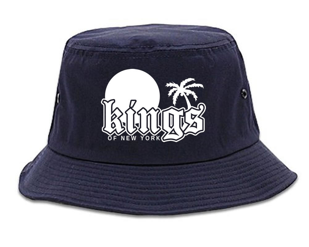 Sunsets And Palm Trees Mens Bucket Hat Navy Blue