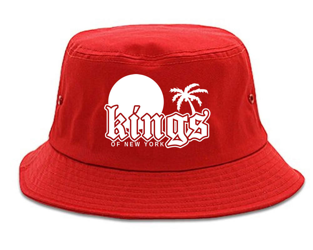 Sunsets And Palm Trees Mens Bucket Hat Red