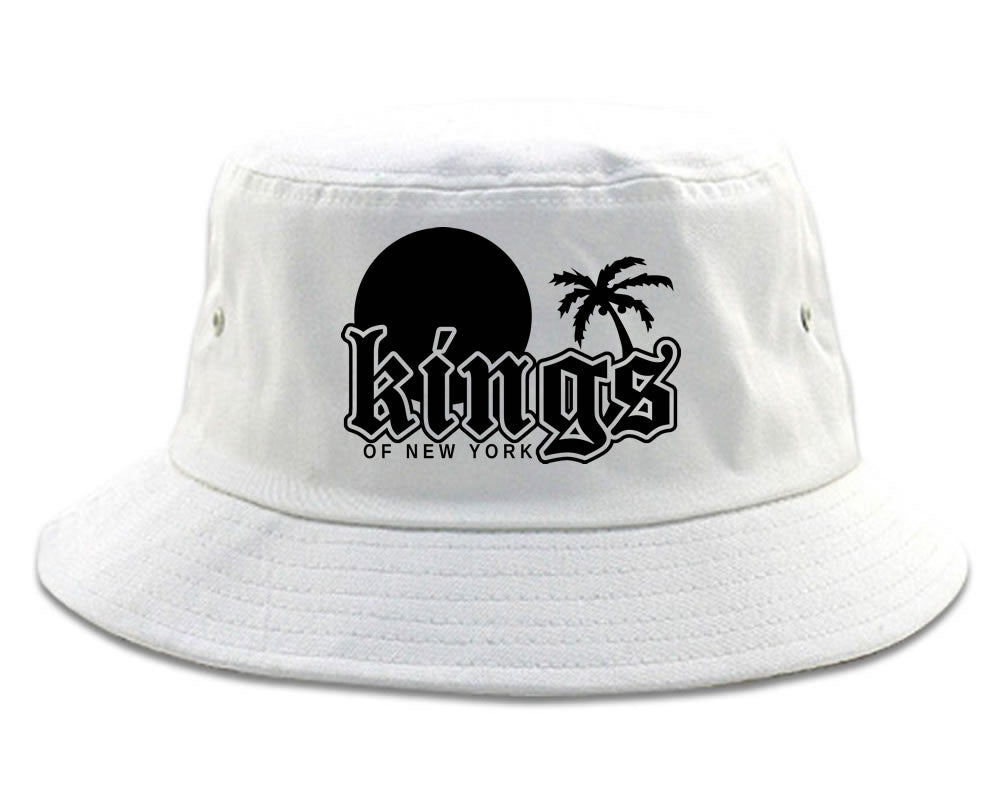 Sunsets And Palm Trees Mens Bucket Hat White