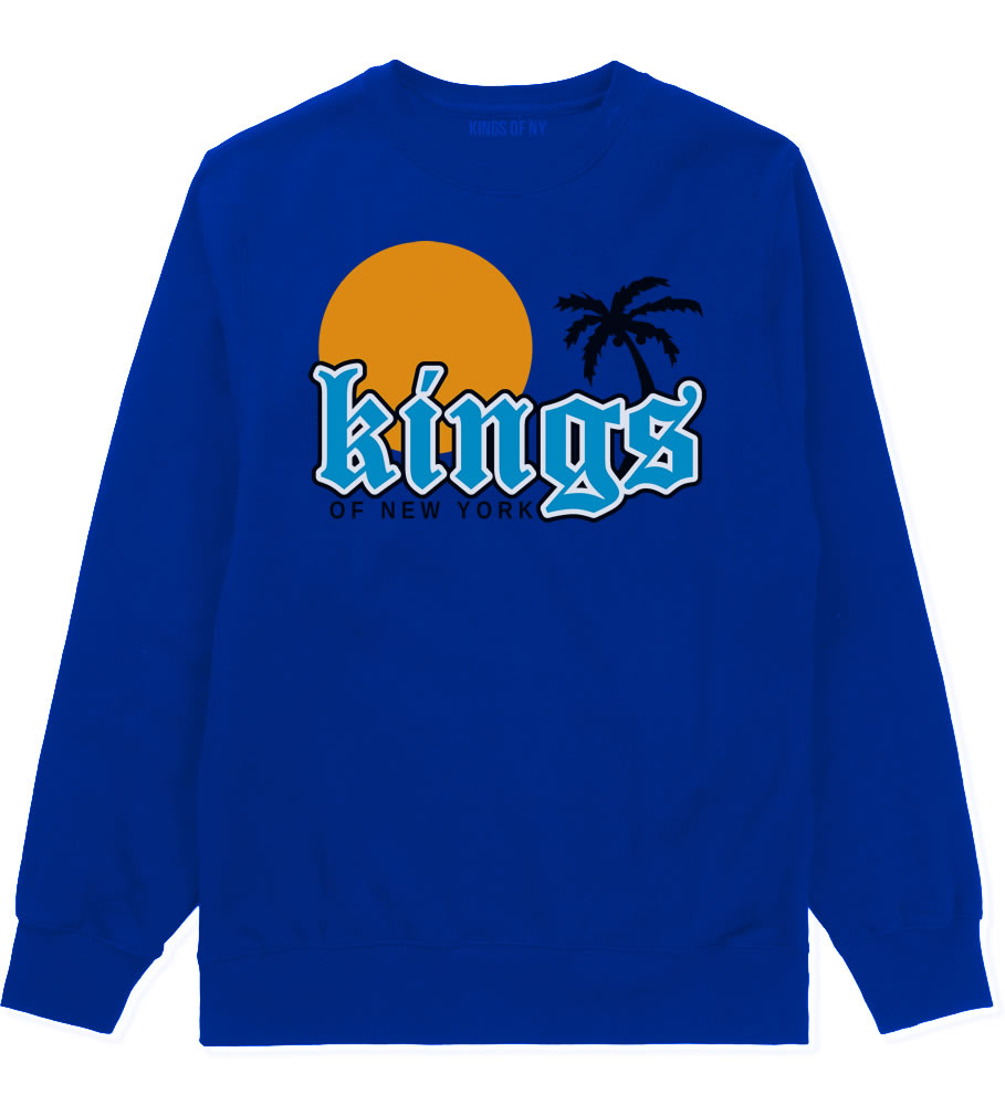 Sunsets And Palm Trees Mens Crewneck Sweatshirt Royal Blue