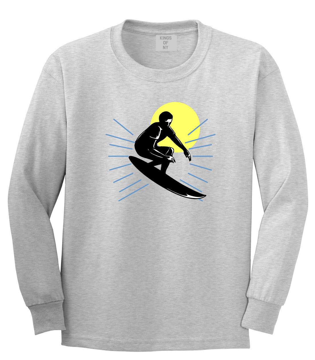 Surfing Surfer Mens Long Sleeve T-Shirt Grey