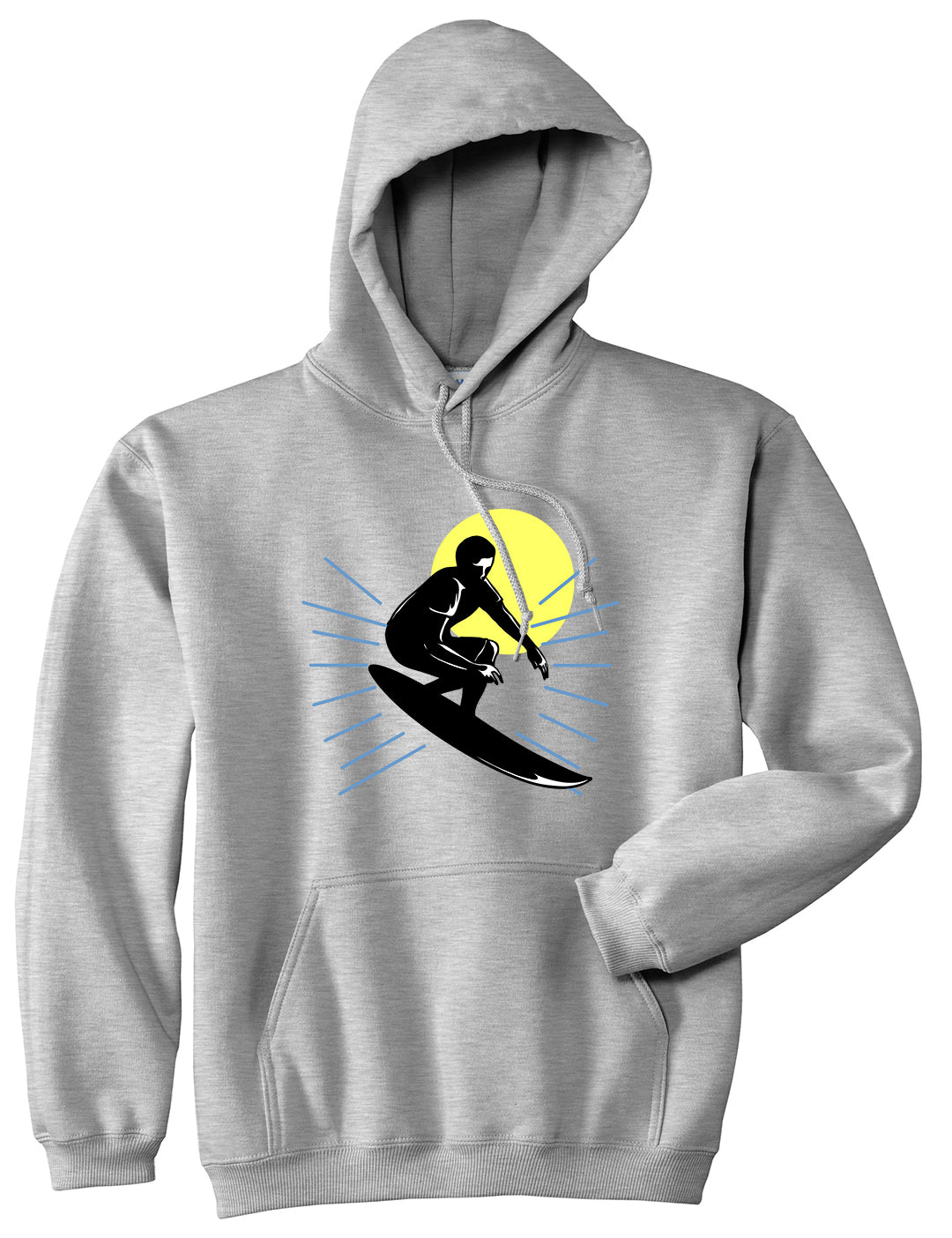 Surfing Surfer Mens Pullover Hoodie Grey