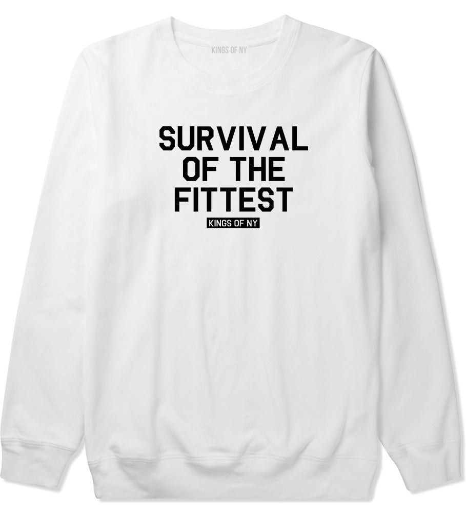 Survival Of The Fittest Mens Crewneck Sweatshirt White