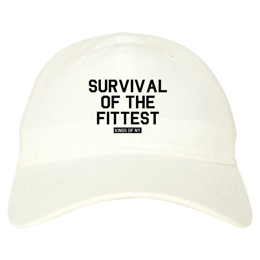 Survival Of The Fittest Mens Dad Hat Baseball Cap White