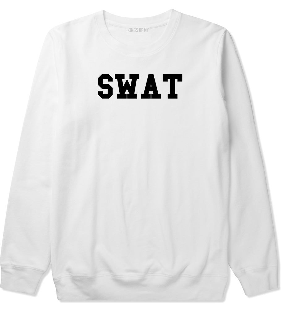 Swat Law Enforcement Mens White Crewneck Sweatshirt by KINGS OF NY