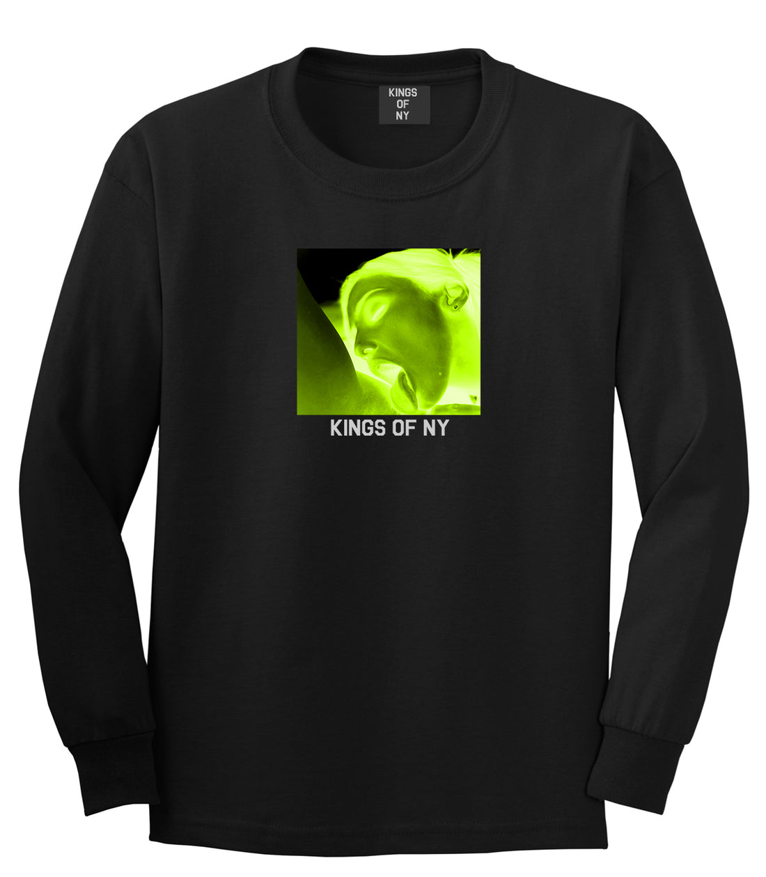 Taste Neon Green Yellow Mens Long Sleeve T-Shirt Black by Kings Of NY