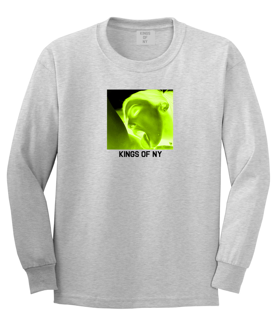 Taste Neon Green Yellow Mens Long Sleeve T-Shirt Grey by Kings Of NY