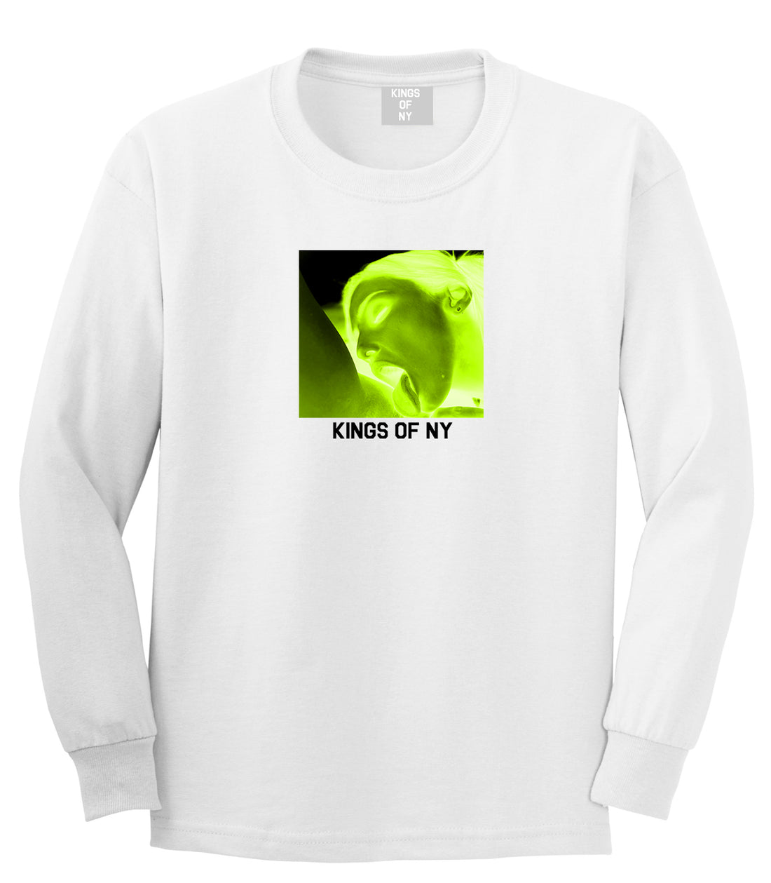 Taste Neon Green Yellow Mens Long Sleeve T-Shirt White by Kings Of NY