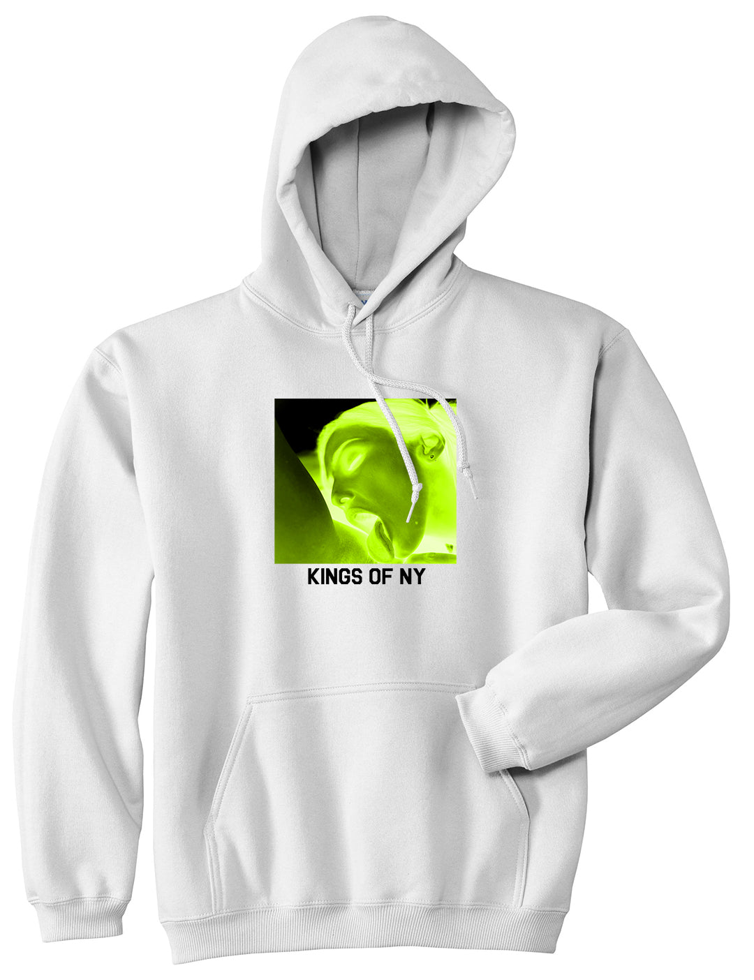 White and 2024 neon green hoodie