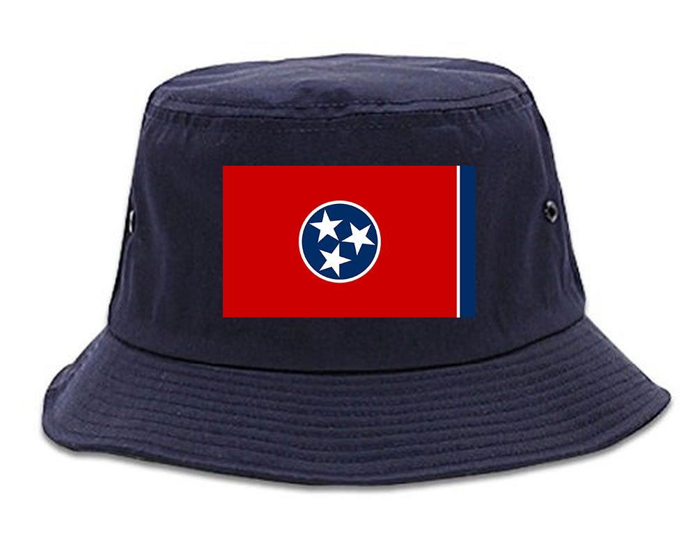 Tennessee State Flag TN Chest Mens Bucket Hat Navy Blue
