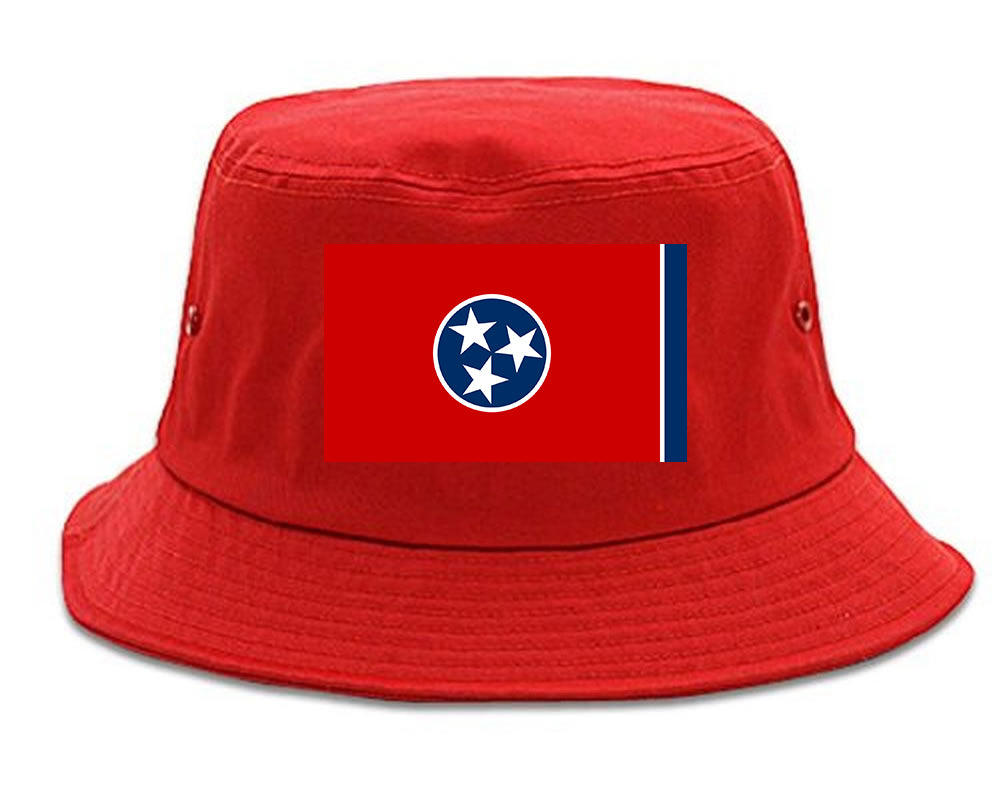 Tennessee State Flag TN Chest Mens Bucket Hat Red