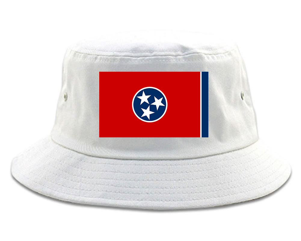 Tennessee State Flag TN Chest Mens Bucket Hat White