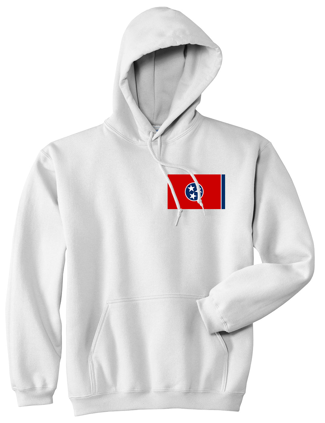 Tennessee State Flag TN Chest Mens Pullover Hoodie White