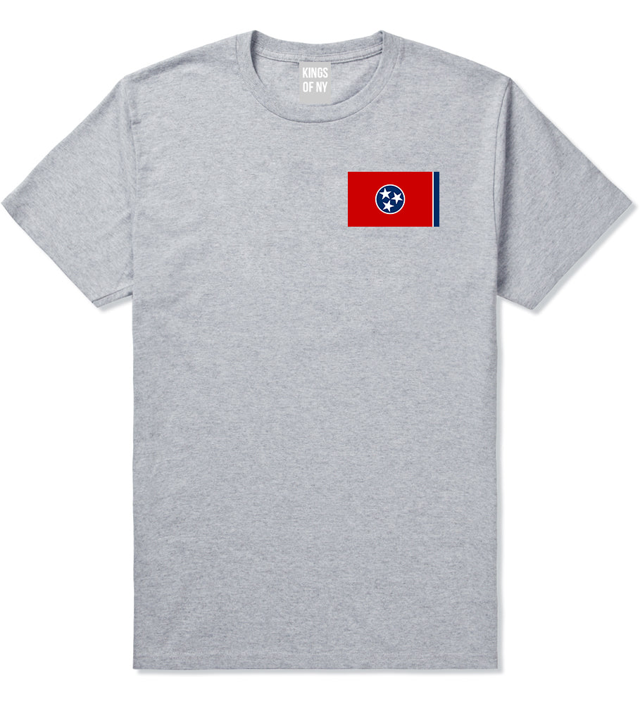 Tennessee State Flag TN Chest Mens T-Shirt Grey