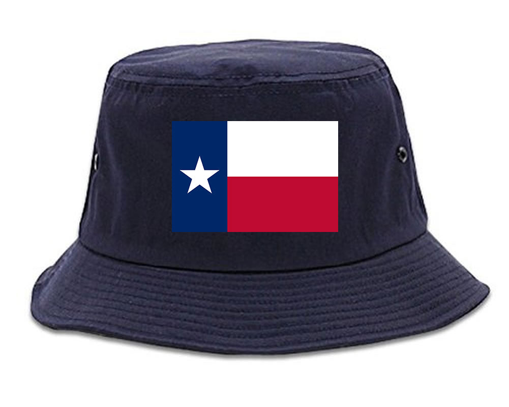 Texas State Flag TX Chest Mens Bucket Hat Navy Blue