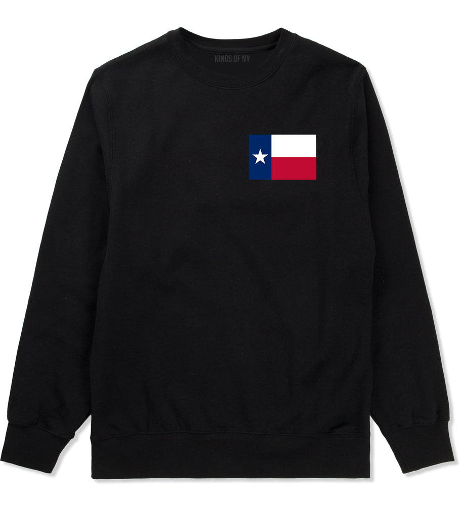 Texas State Flag TX Chest Mens Crewneck Sweatshirt Black