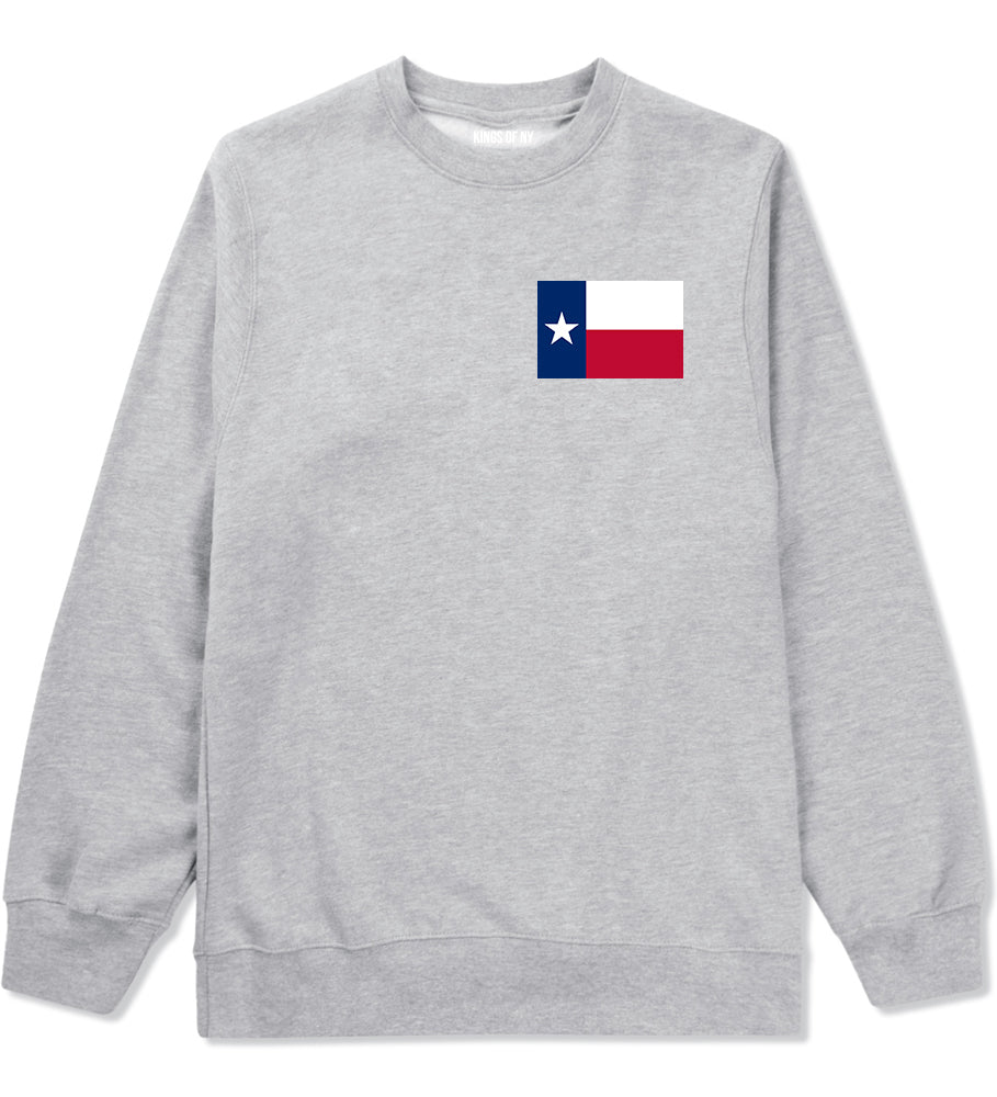 Texas State Flag TX Chest Mens Crewneck Sweatshirt Grey