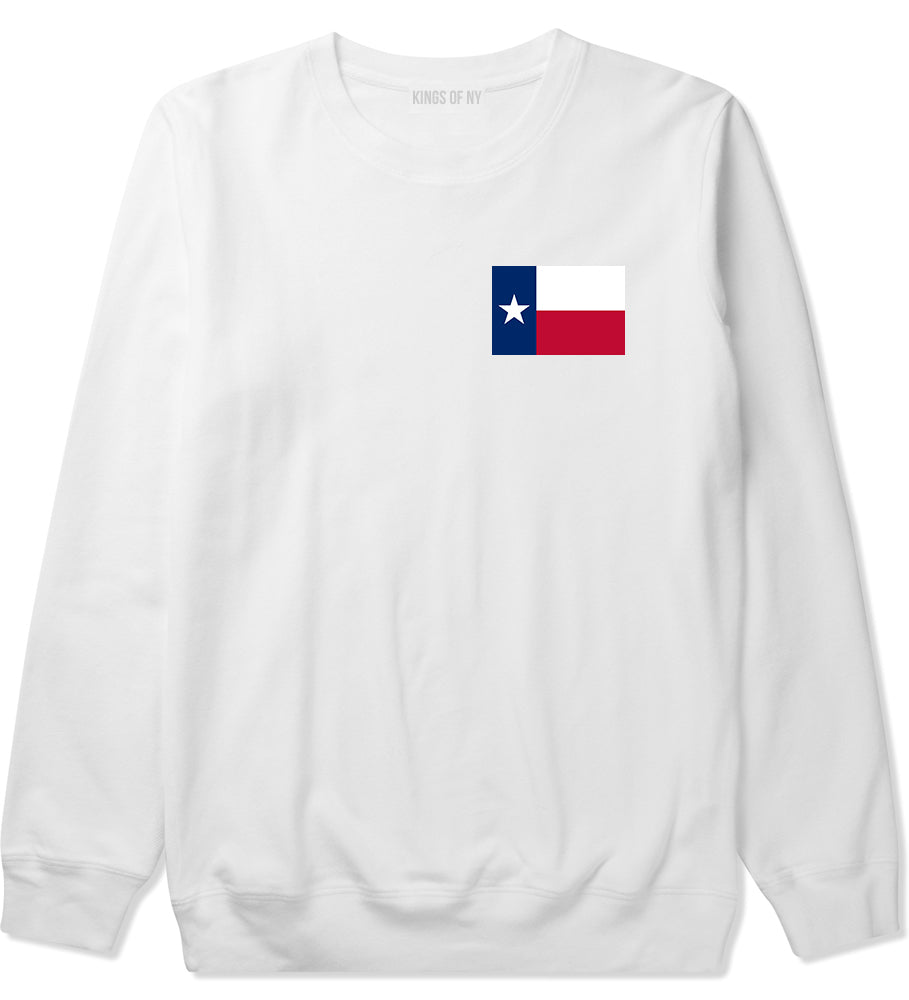 Texas State Flag TX Chest Mens Crewneck Sweatshirt White