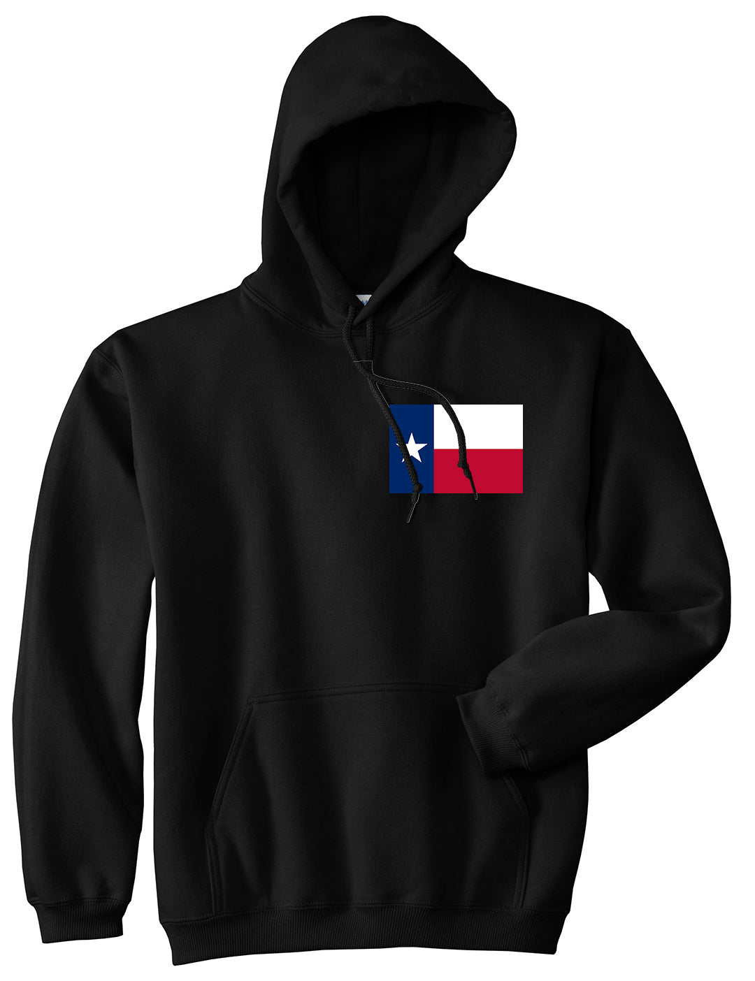 Texas State Flag TX Chest Mens Pullover Hoodie Black