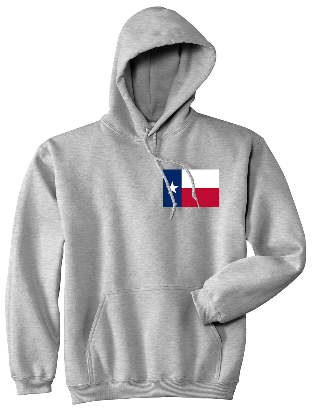 Texas State Flag TX Chest Mens Pullover Hoodie Grey