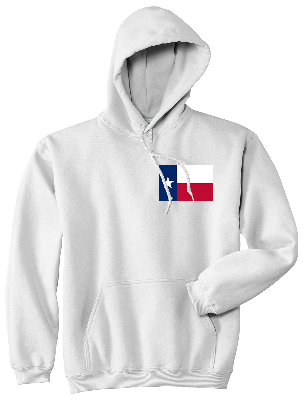 Texas State Flag TX Chest Mens Pullover Hoodie White