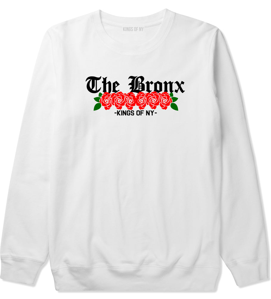 The Bronx Roses Kings Of NY Mens Crewneck Sweatshirt White