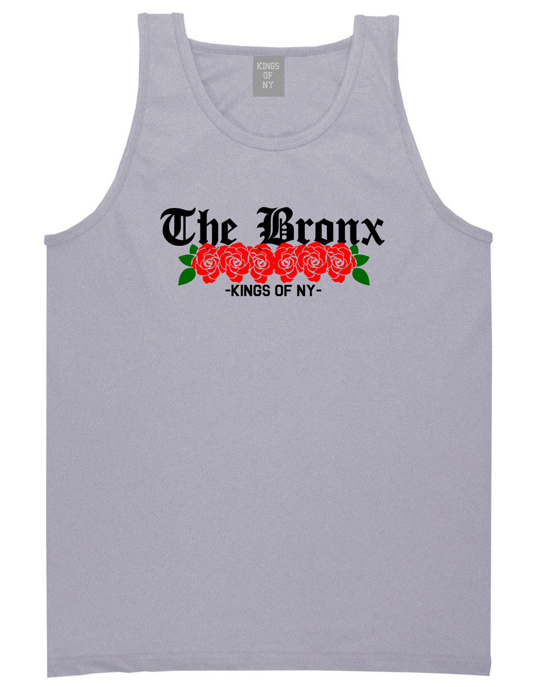 The Bronx Roses Kings Of NY Mens Tank Top T-Shirt Grey