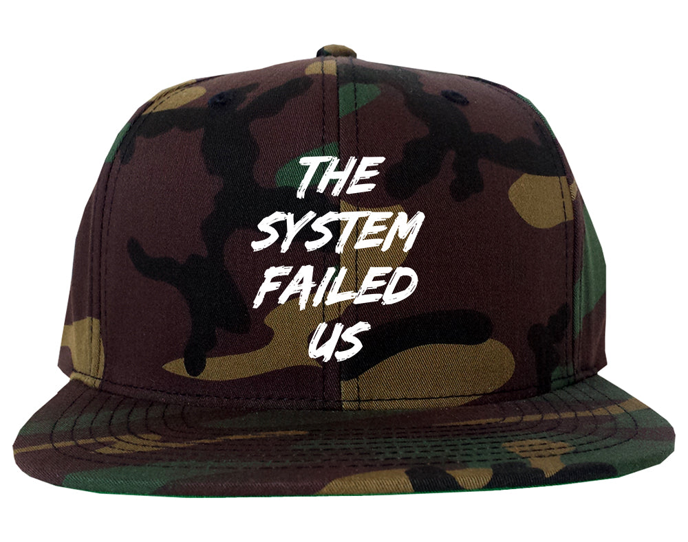The System Failed Us Mens Snapback Hat Army Camo