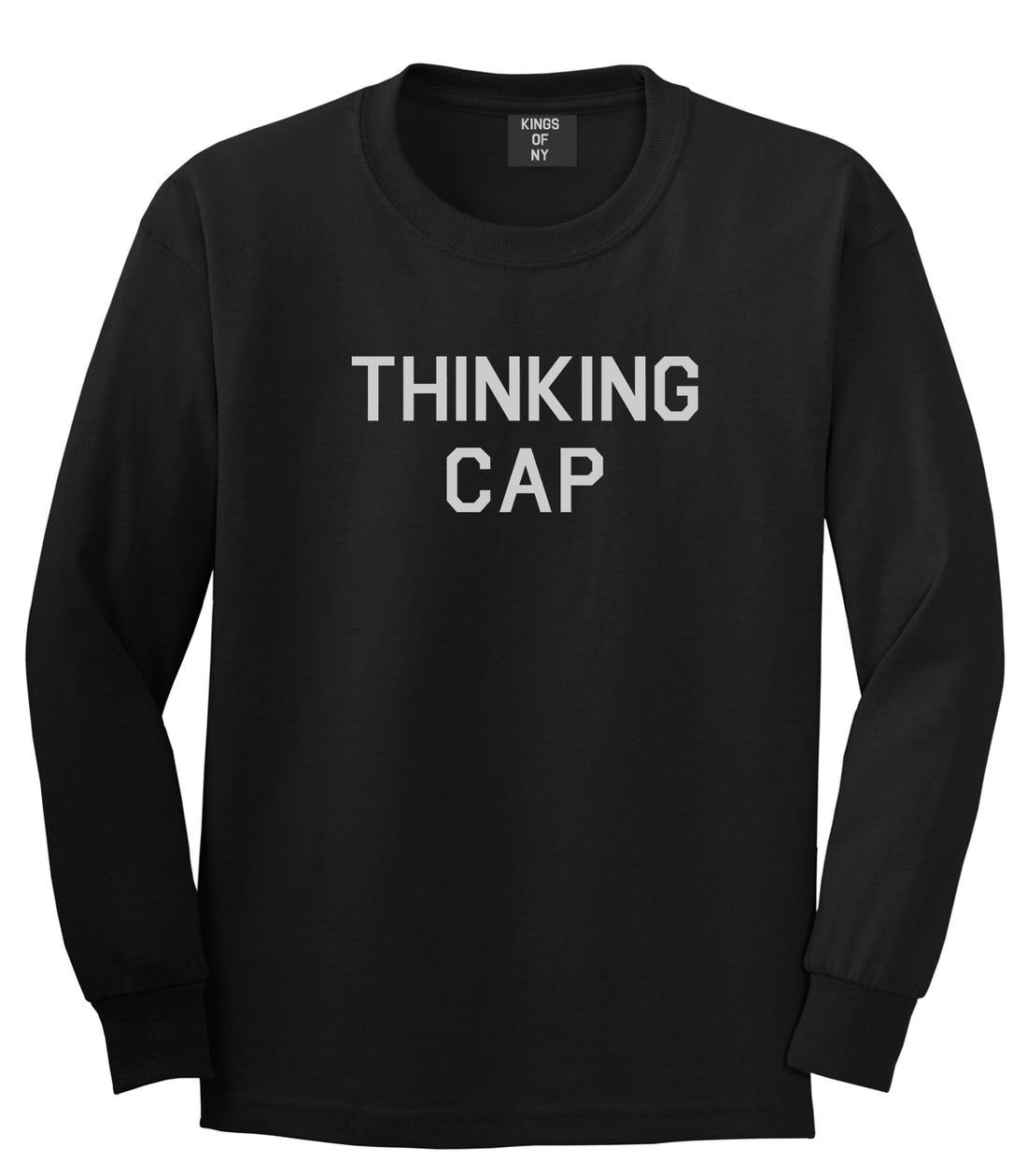 Thinking Cap Funny Nerd Black Long Sleeve T-Shirt by Kings Of NY