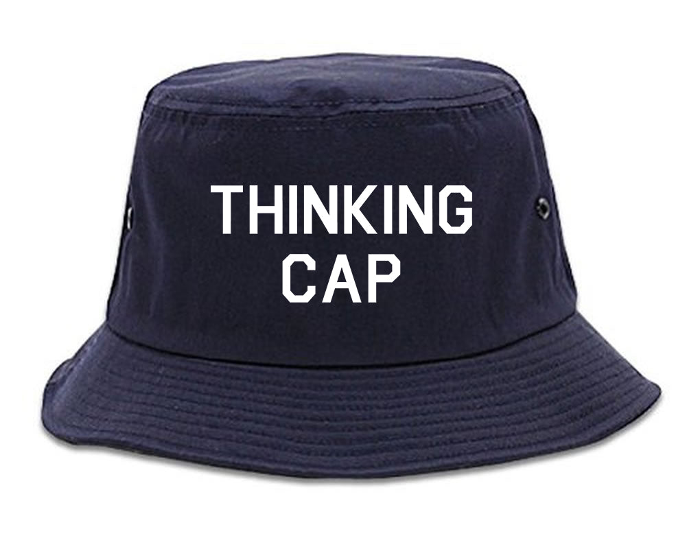 Thinking Cap Funny Nerd Bucket Hat Blue