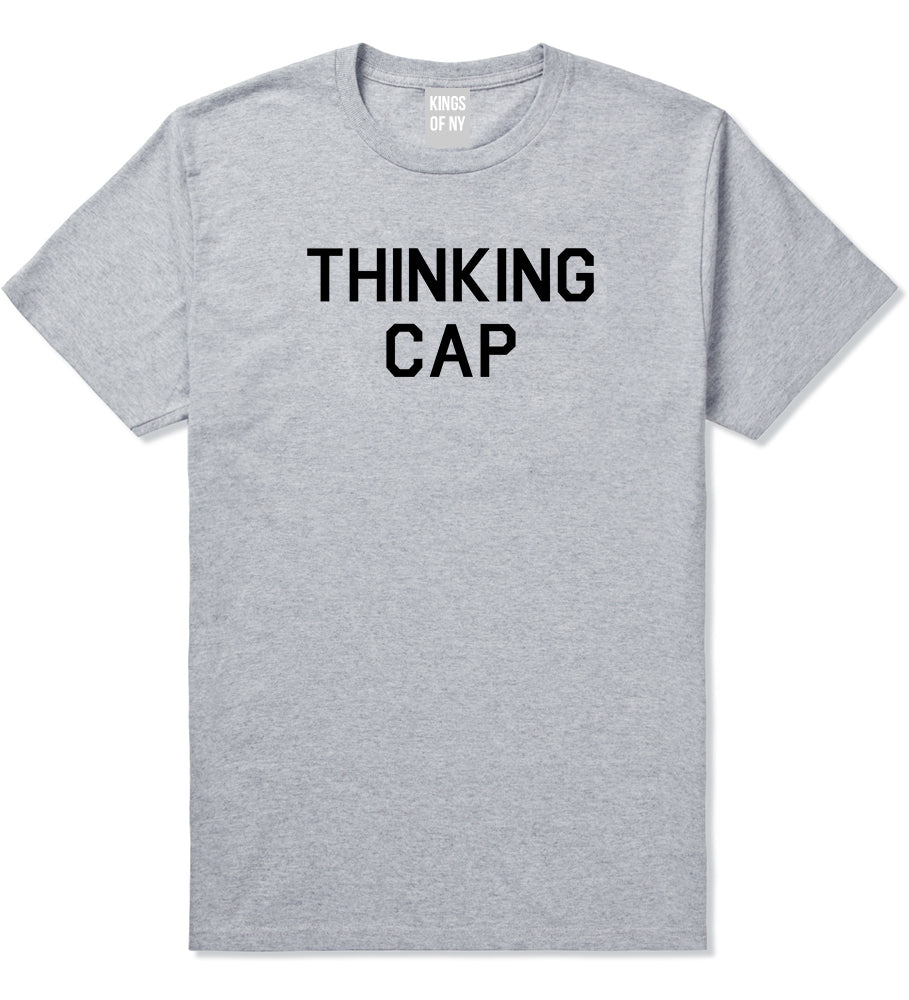 Thinking Cap Funny Nerd Grey T-Shirt by Kings Of NY