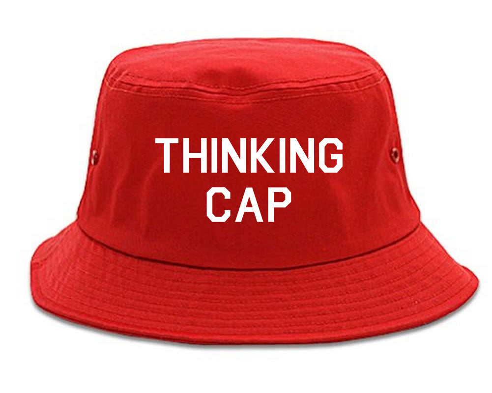 Thinking Cap Funny Nerd Bucket Hat Red