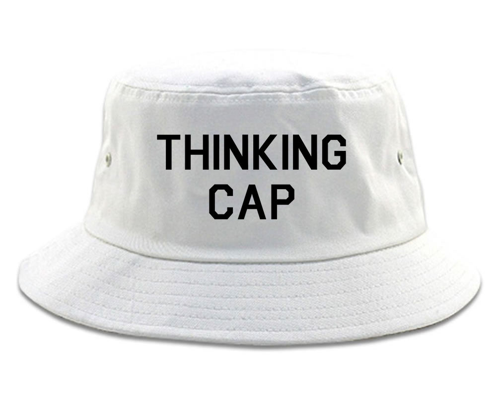 Thinking Cap Funny Nerd Bucket Hat White