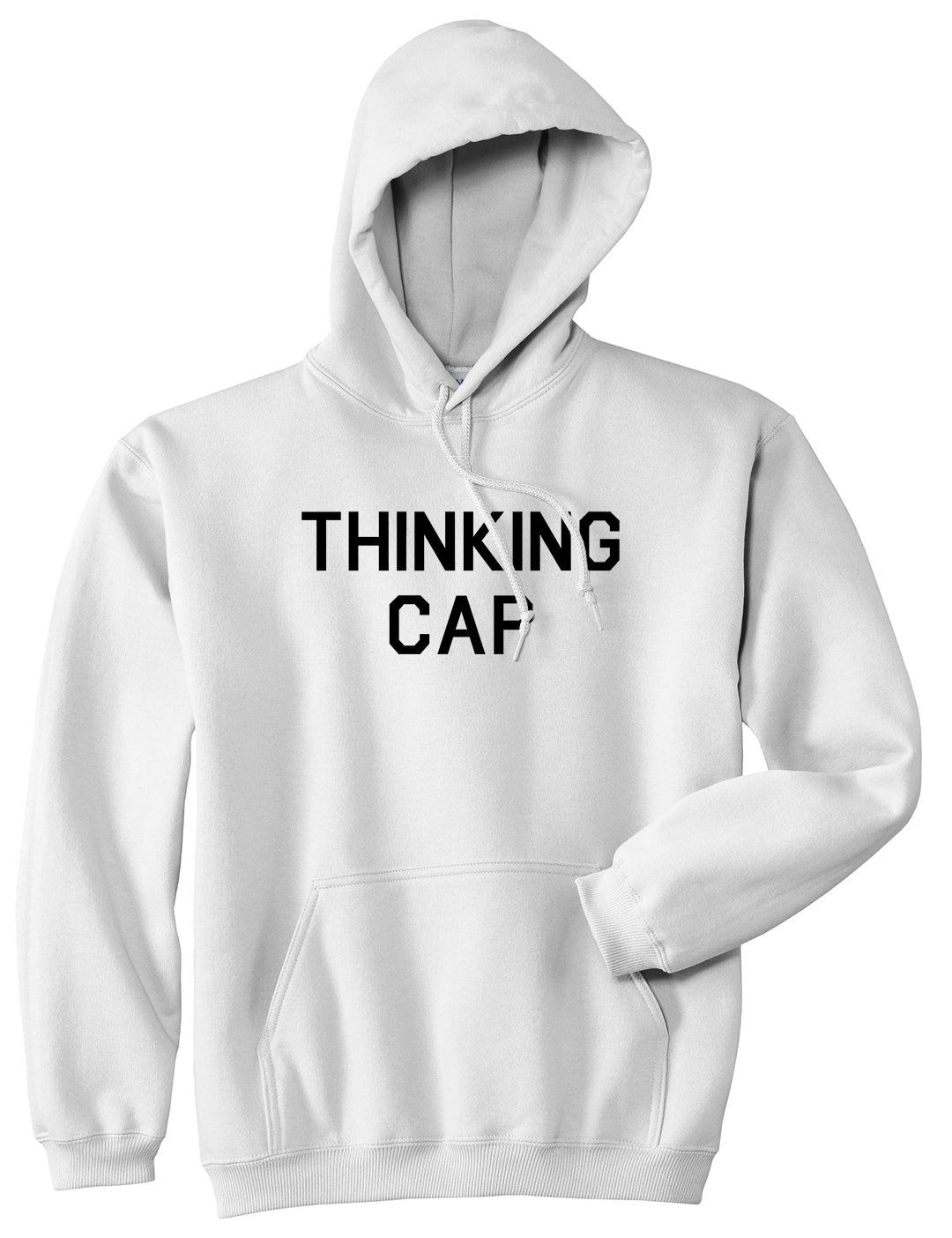 Thinking Cap Funny Nerd White Pullover Hoodie by Kings Of NY