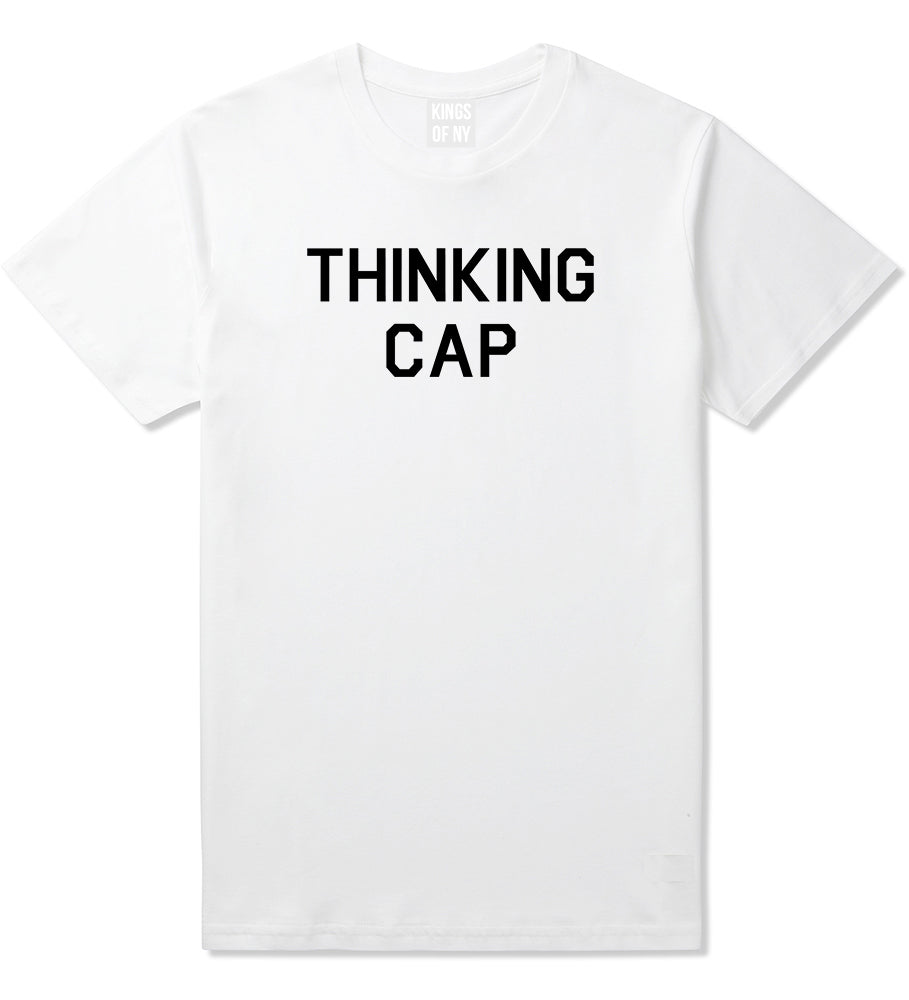 Thinking Cap Funny Nerd White T-Shirt by Kings Of NY