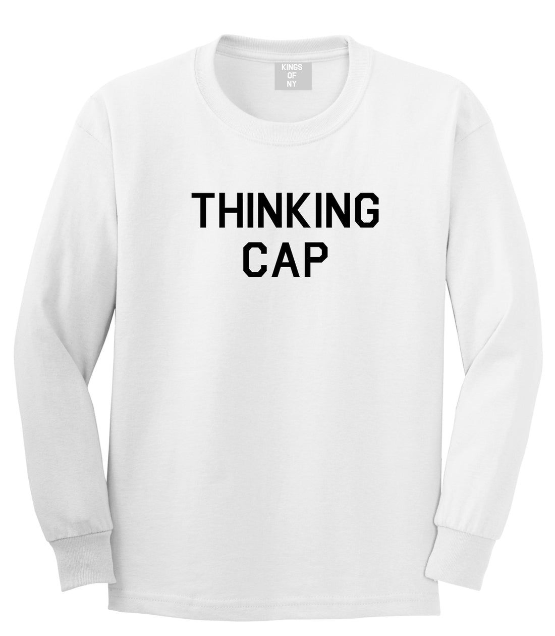 Thinking Cap Funny Nerd White Long Sleeve T-Shirt by Kings Of NY