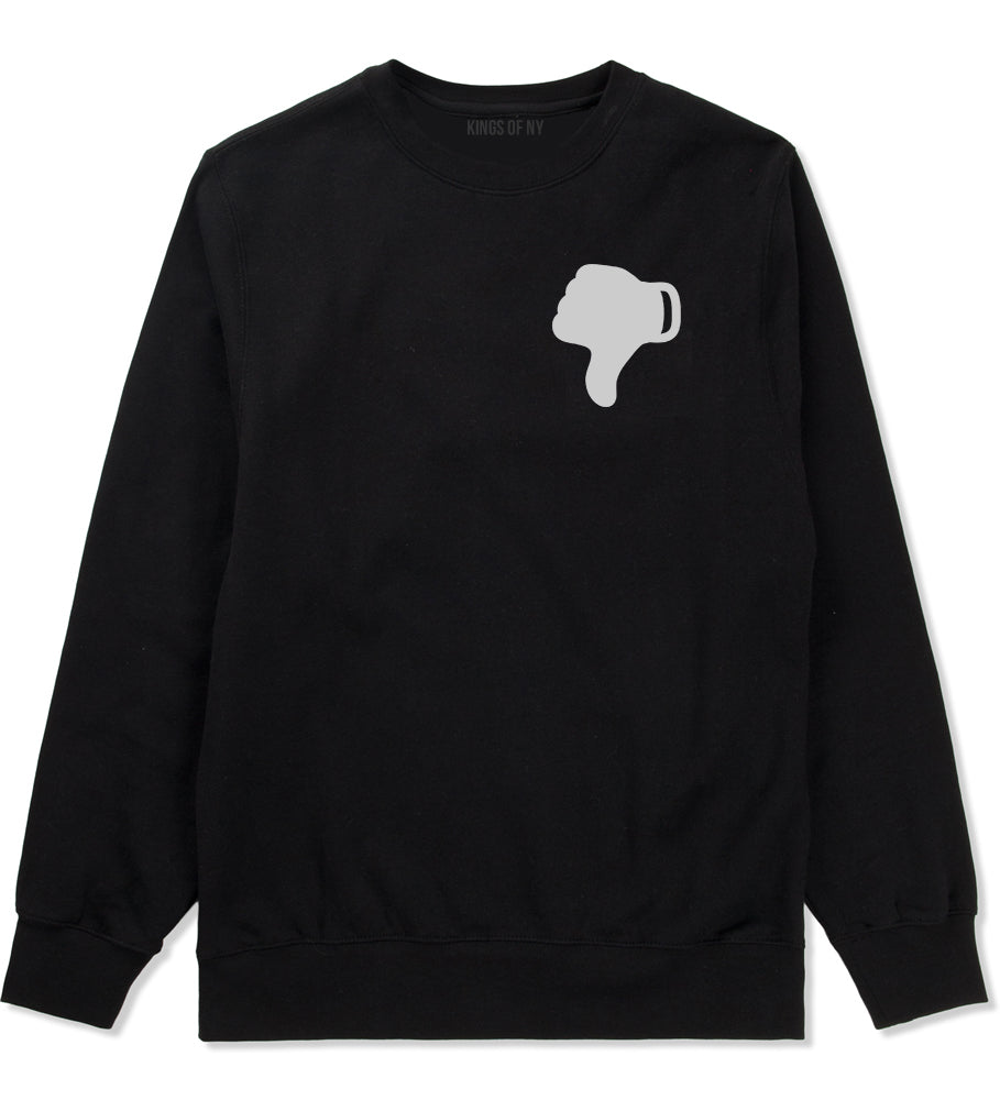 Thumbs Down Emoji Chest Black Crewneck Sweatshirt by Kings Of NY