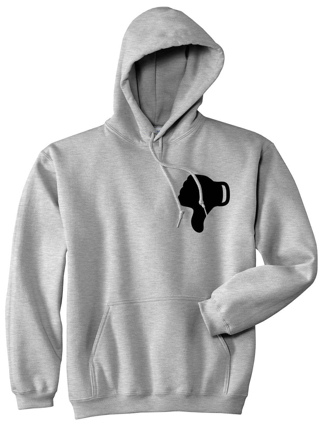 Thumbs Down Emoji Chest Grey Pullover Hoodie by Kings Of NY