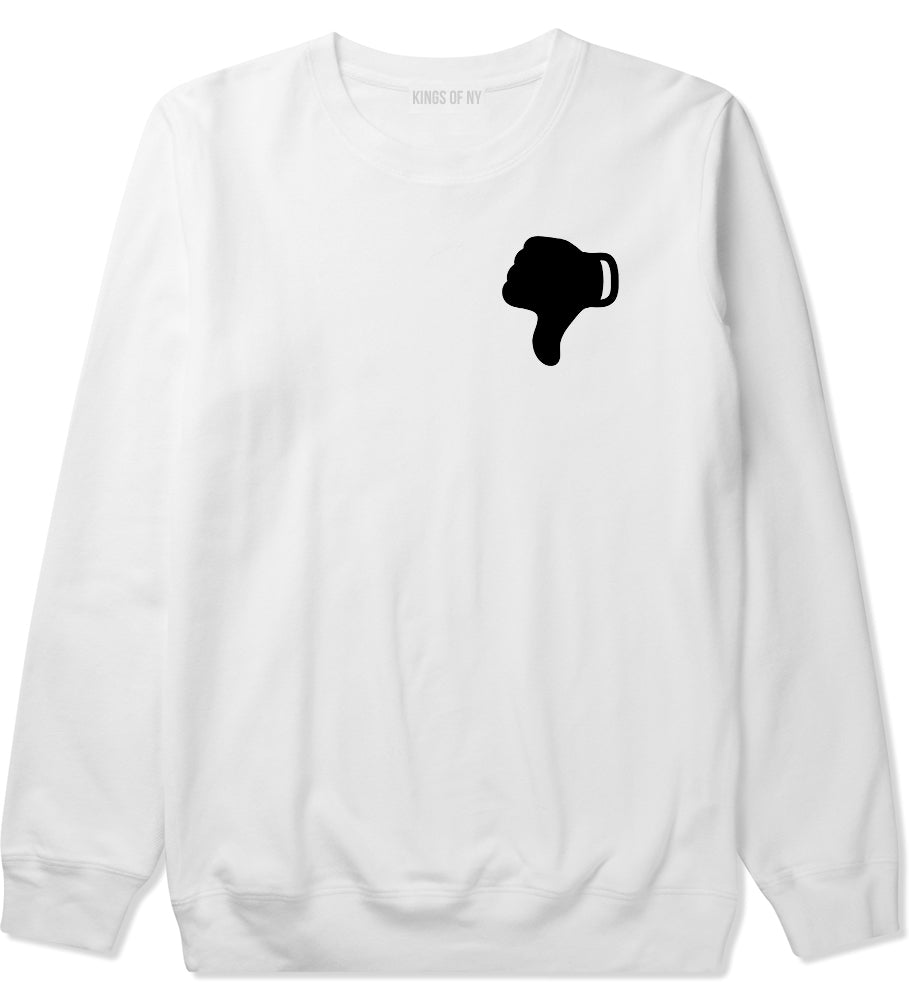 Thumbs Down Emoji Chest White Crewneck Sweatshirt by Kings Of NY
