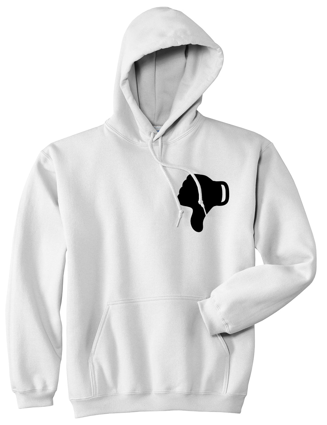 Thumbs Down Emoji Chest White Pullover Hoodie by Kings Of NY