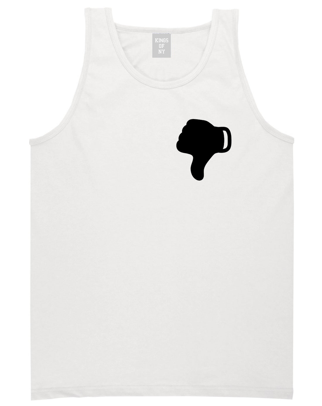 Thumbs Down Emoji Chest White Tank Top Shirt by Kings Of NY
