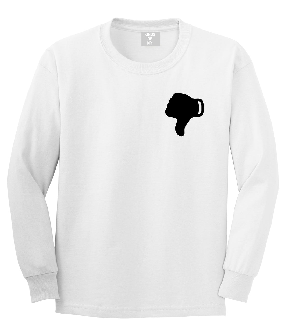 Thumbs Down Emoji Chest White Long Sleeve T-Shirt by Kings Of NY